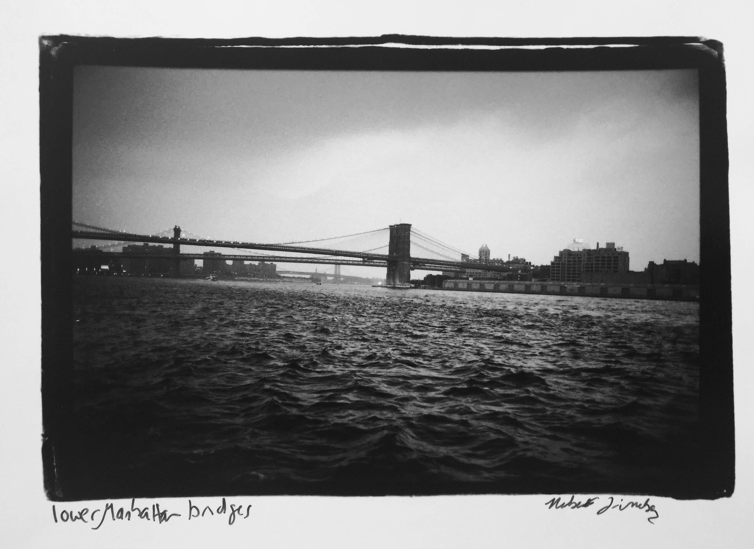 Roberta Fineberg Black and White Photograph - Lower Manhattan Bridges, New York, gelatin silver, signed