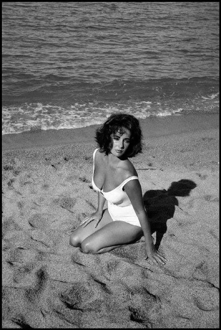 Burt Glinn Black and White Photograph - Elizabeth Taylor, Black and White Portrait Photography of Hollywood Star 1950s