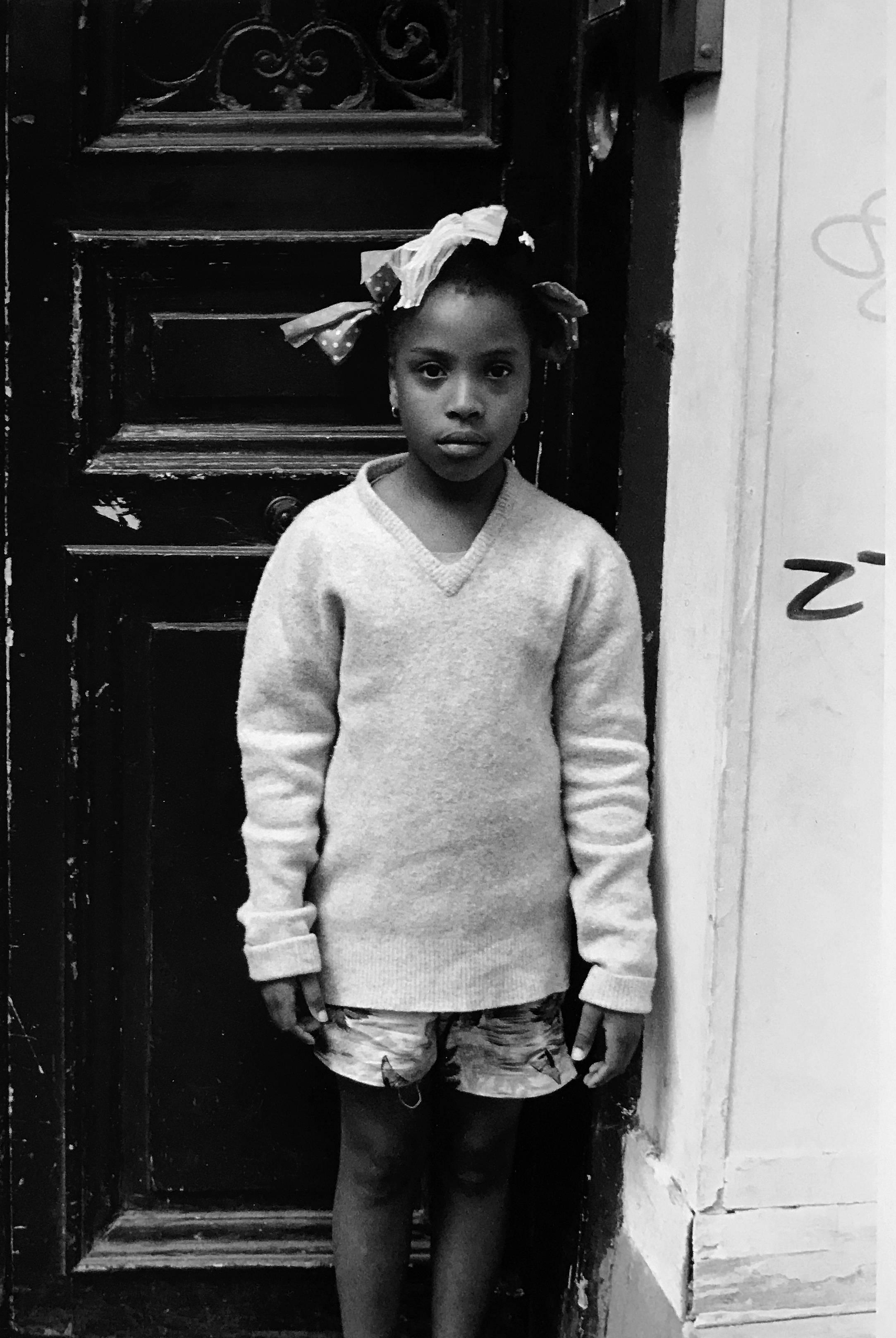 Bows, Street Photography Child Portrait Paris, France 1980s