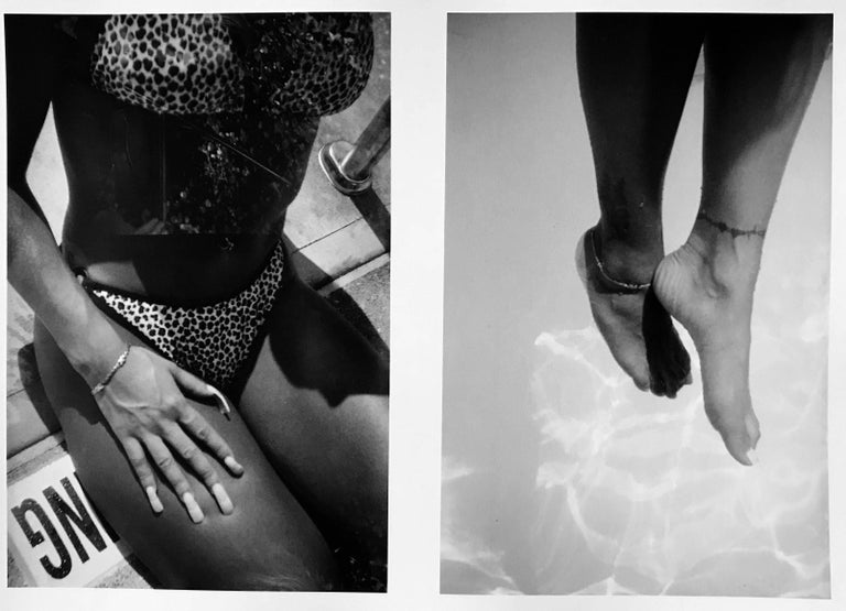 Leopard Bikini, New York 1990s, Black and White Creative PortraIt Photography - Silver Black and White Photograph by Roberta Fineberg