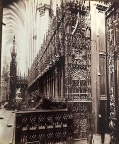 Stalles du choeur, Cathédrale d'Amiens by Eugene Atget, vintage albumen print