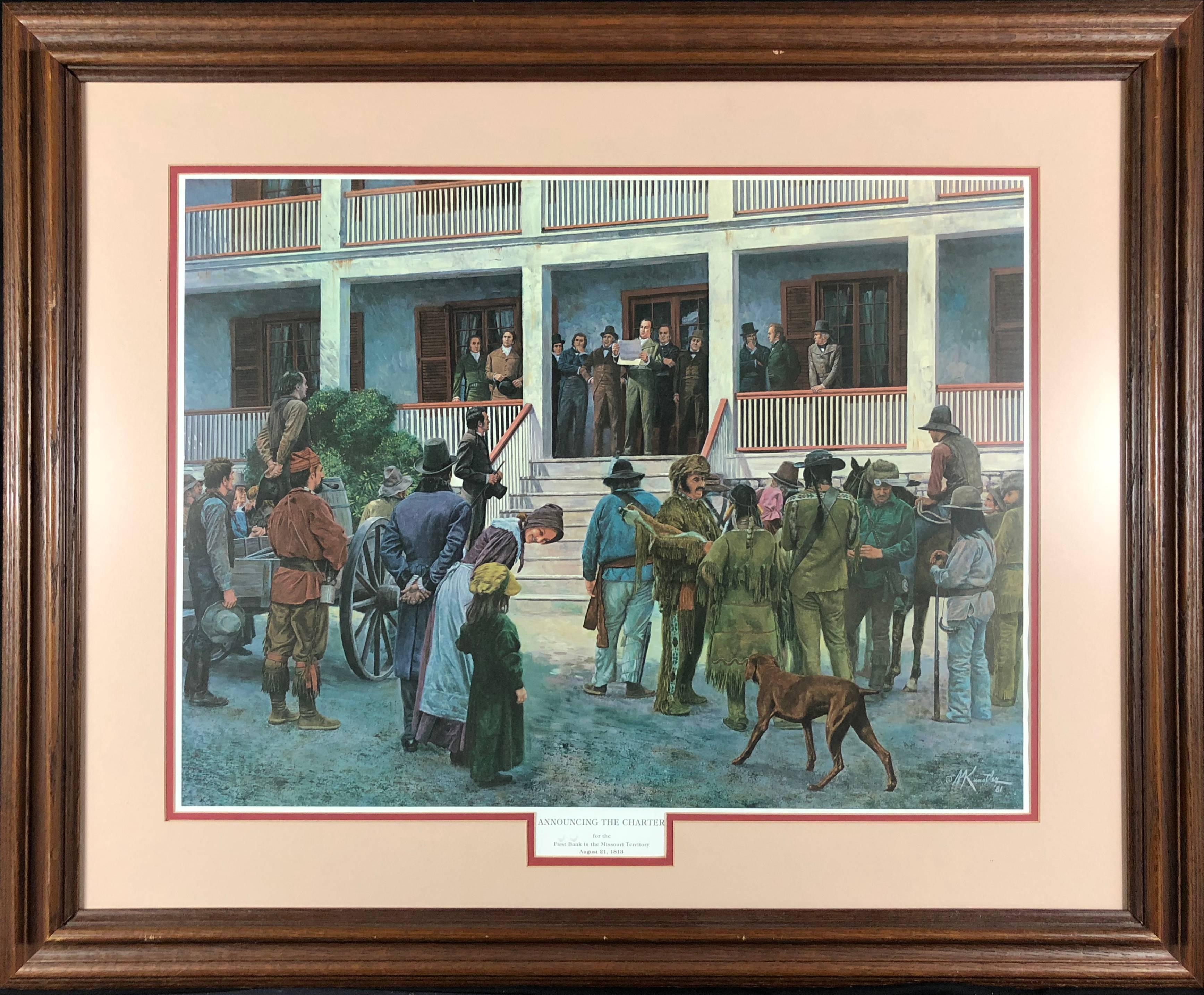Mort Künstler Figurative Print - Announcing the Charter for the First Bank in the Missouri Territory 1813