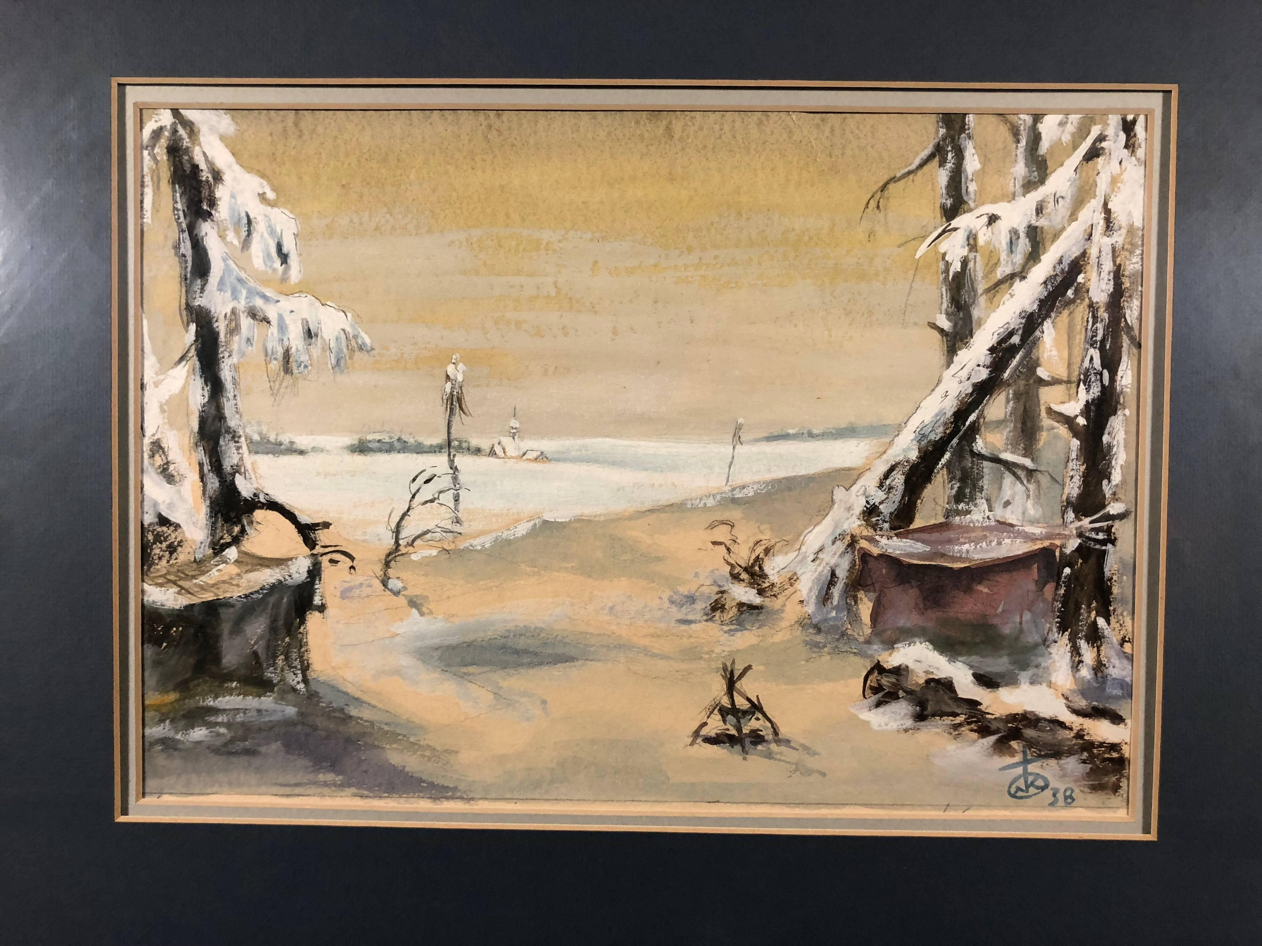Landscape Art Unknown - Paysage d'hiver 1938