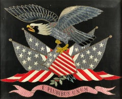 19th Century American Federalist Silk Embroidered Flag