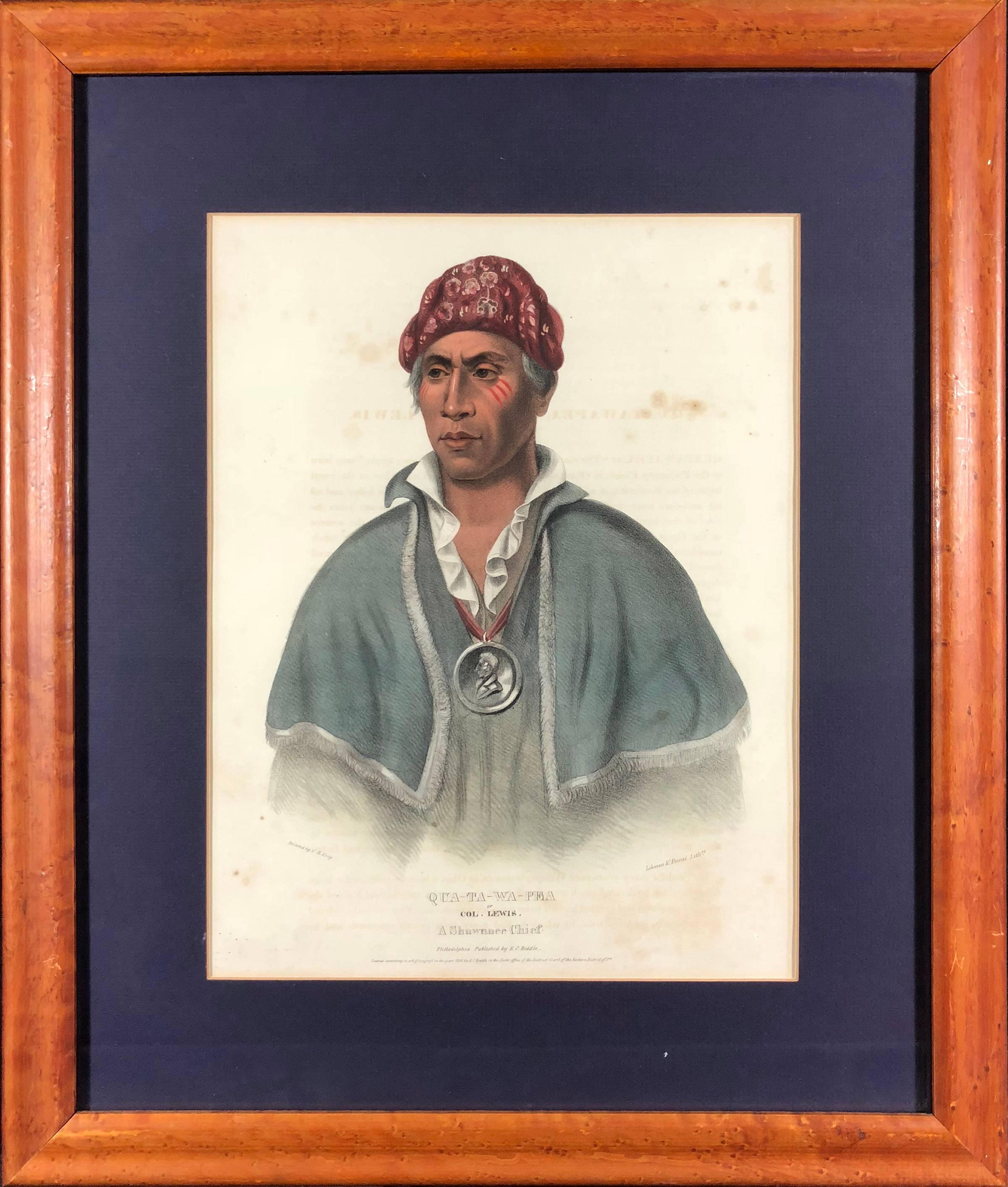 Qua-Ta-Wa-Pea or Col. Lewis. A Shawnee Chief. - Print by McKenney & Hall