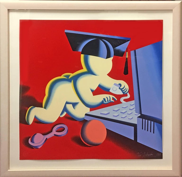 The Early Nerd Gets the Worm - Print by Mark Kostabi