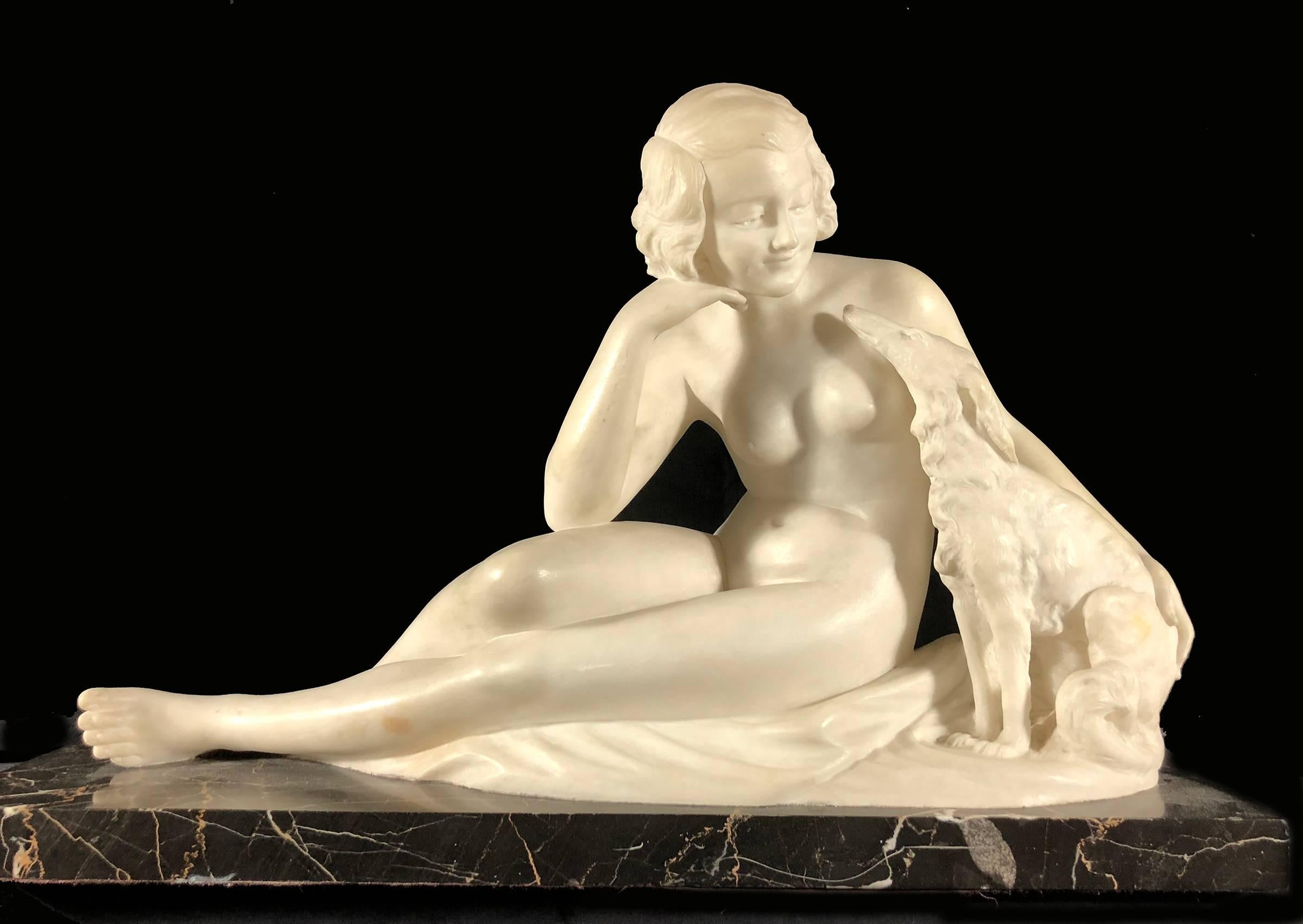 Guglielmo Pugi Figurative Sculpture - Nu Au Levrier