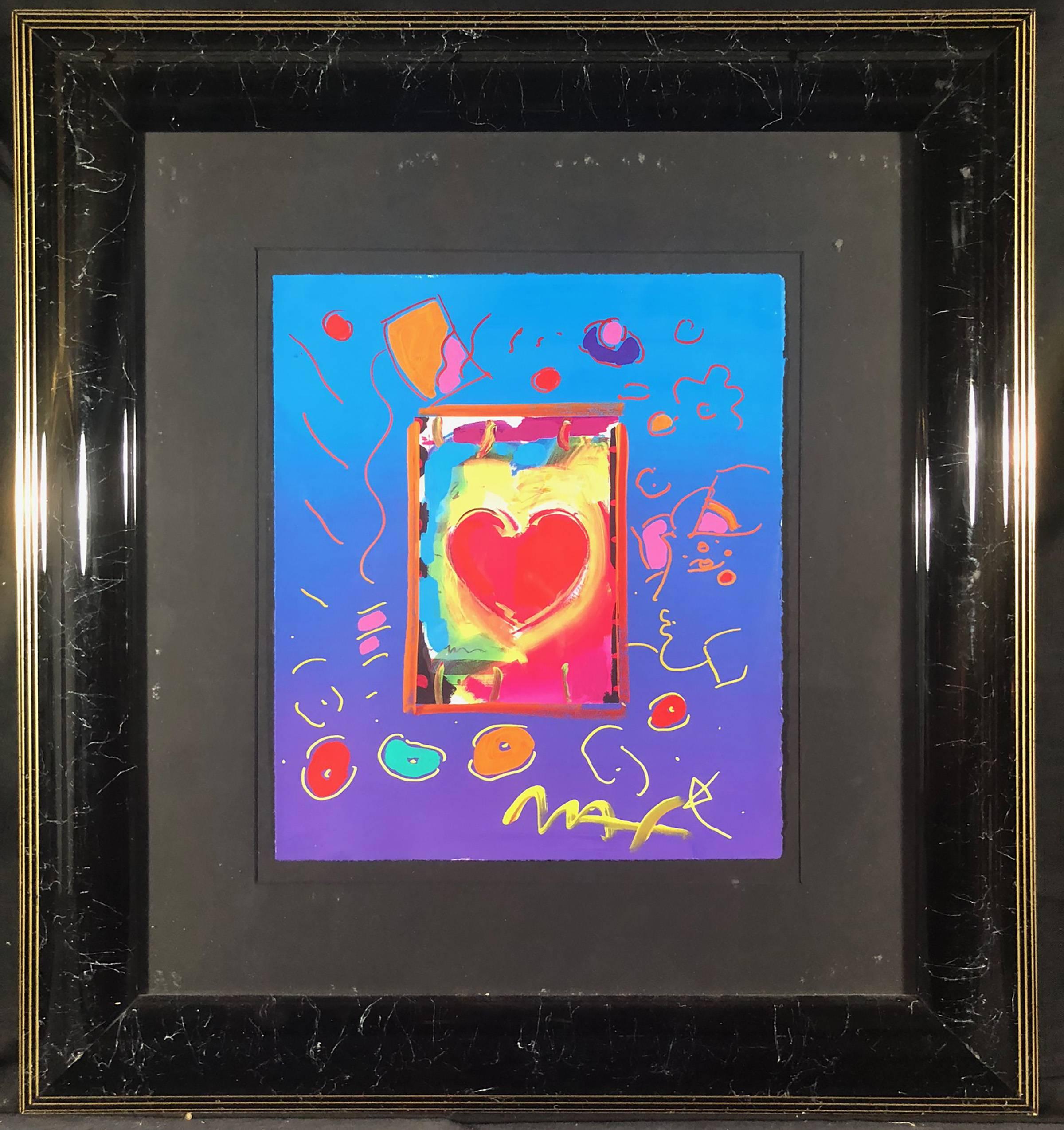 Peter Max Abstract Print - Heart with Profile