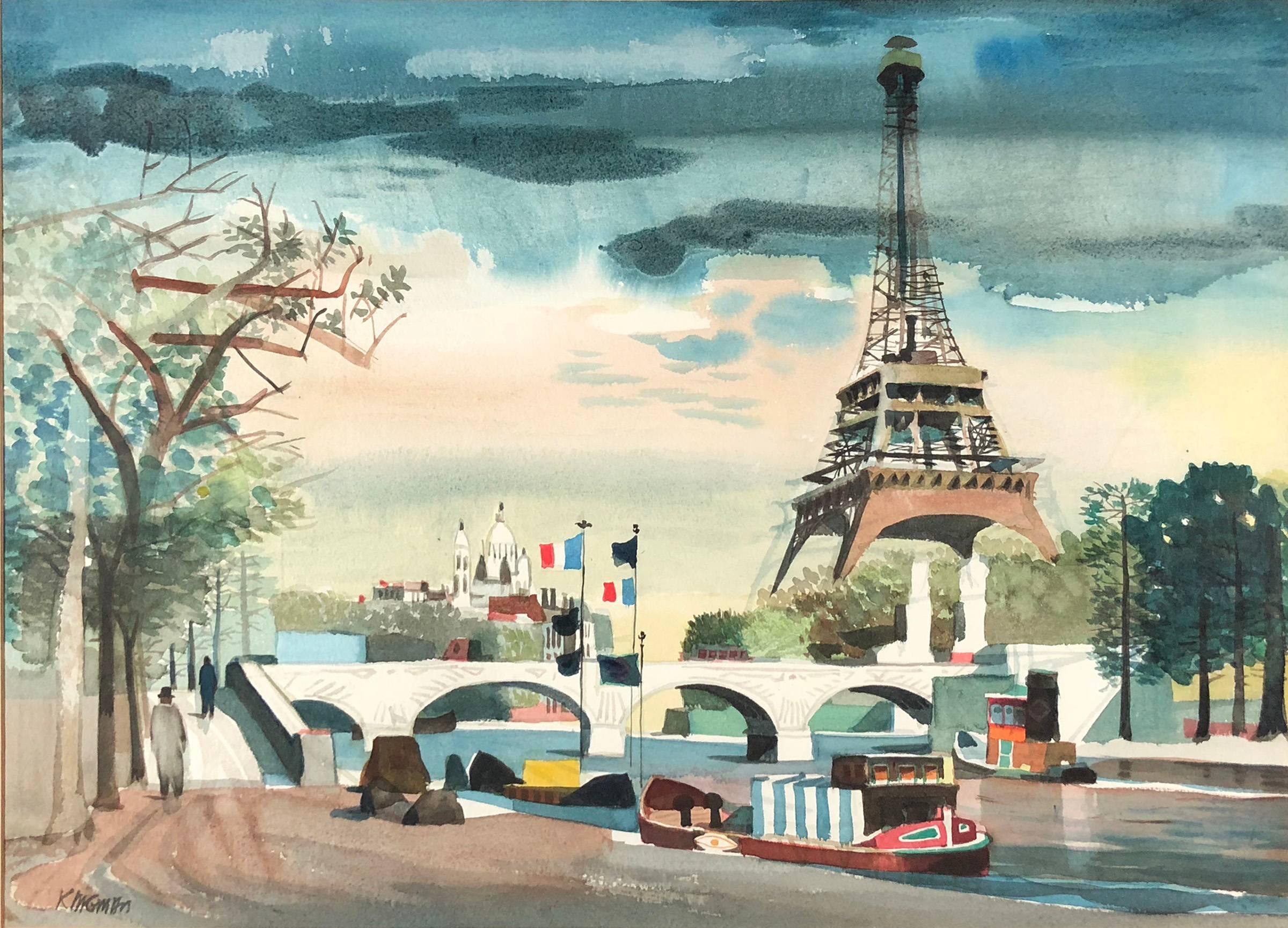 Dong Kingman Landscape Art - Paris and the Eiffel Tower (The City of Love)