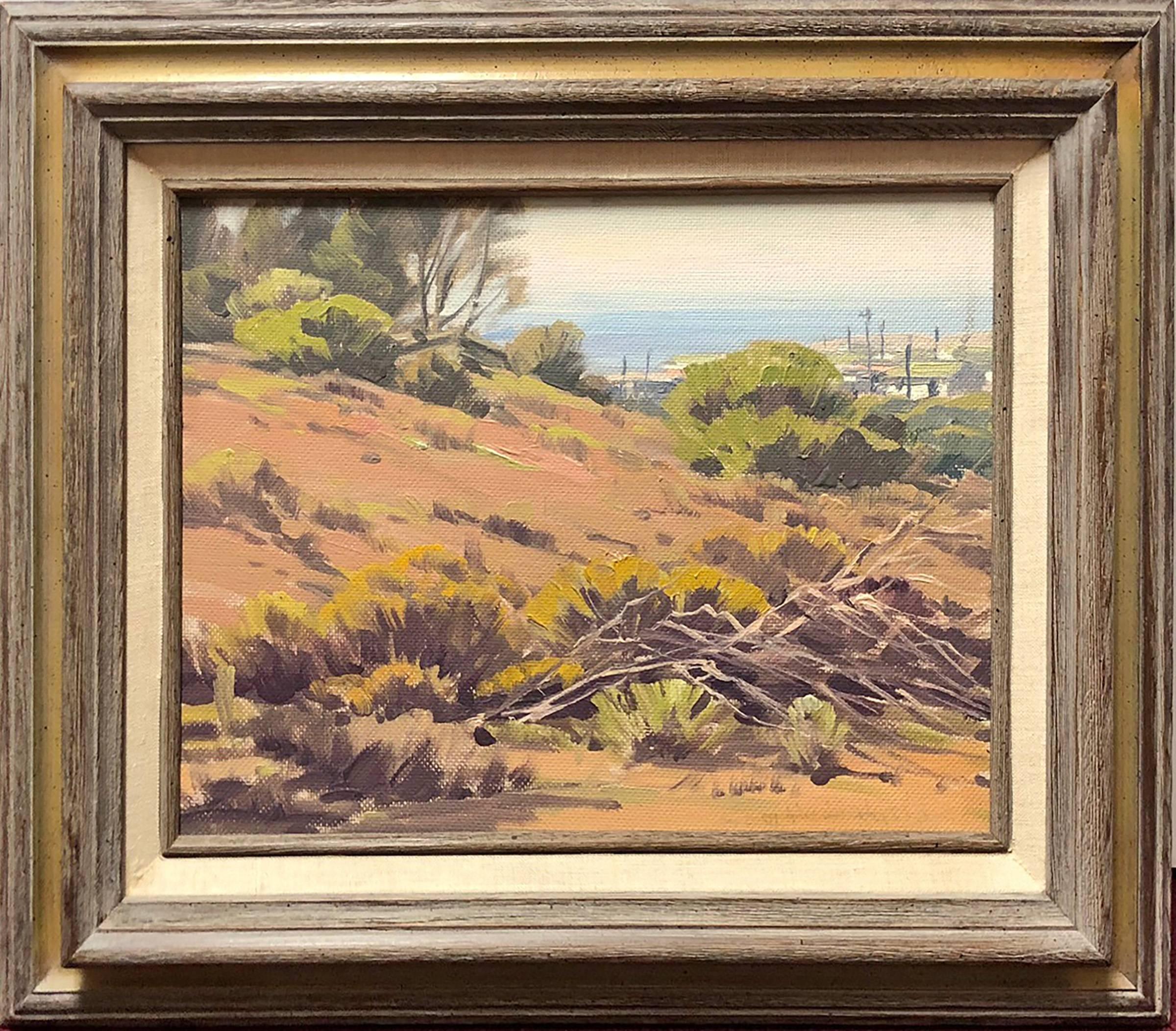 Samuel Hyde Harris Landscape Painting – Über dem Strand liegend