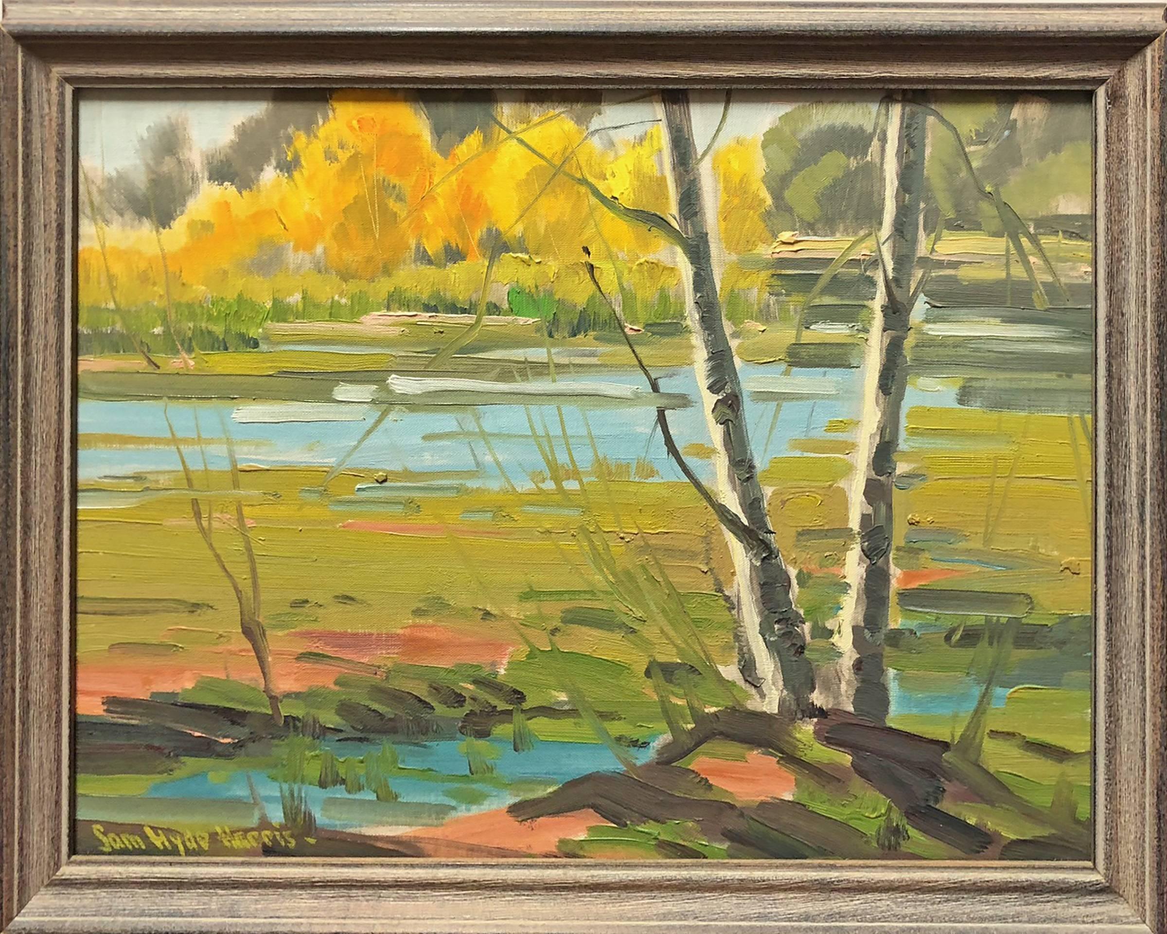 Am Fluss entlang des Flusses – Painting von Samuel Hyde Harris
