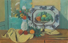 Retro Still Life of Fruit and Flowers