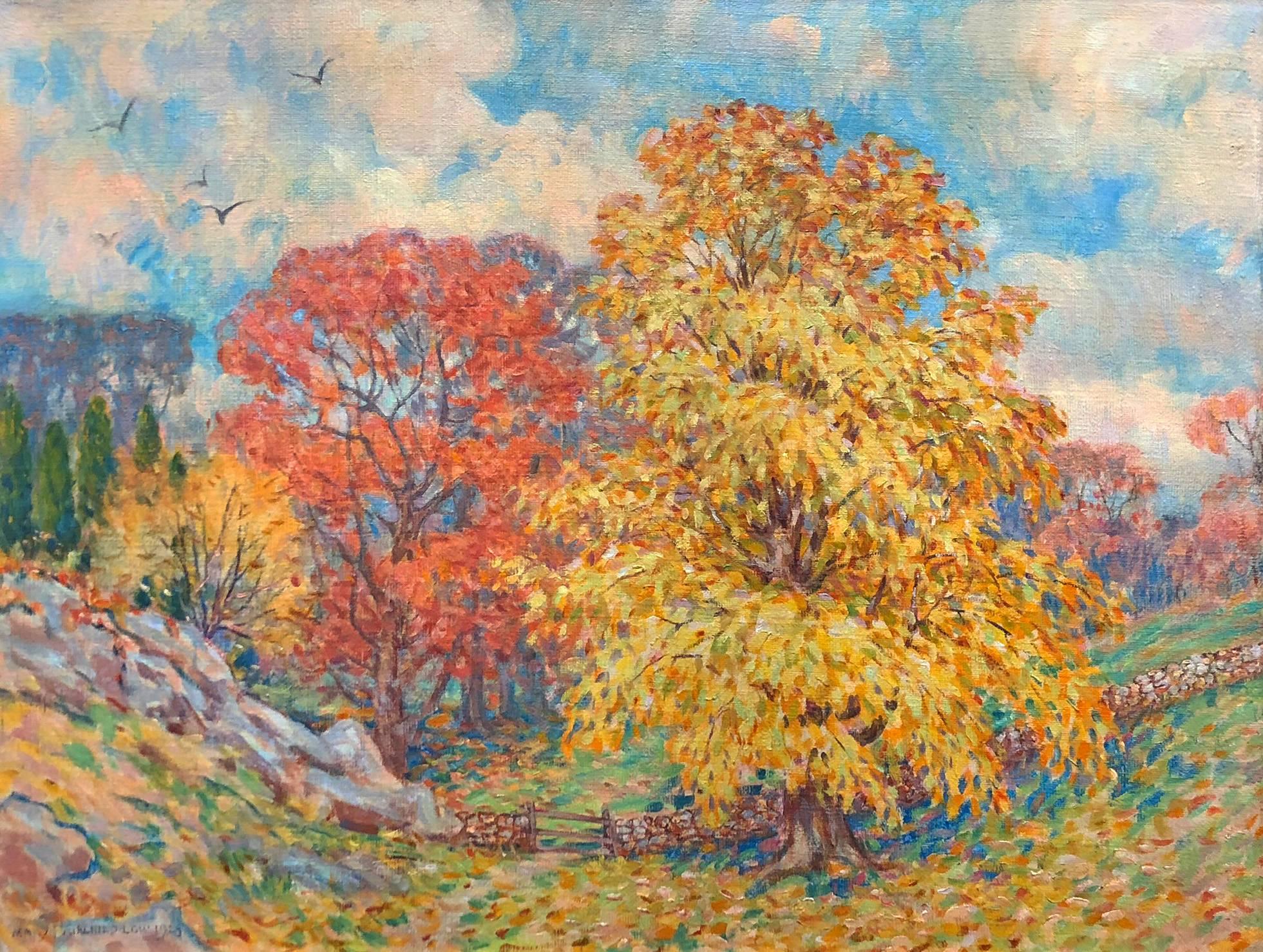 Golden Autumn, Greenwich Connecticut - Painting by Mary Louise (Low) Fairchild 