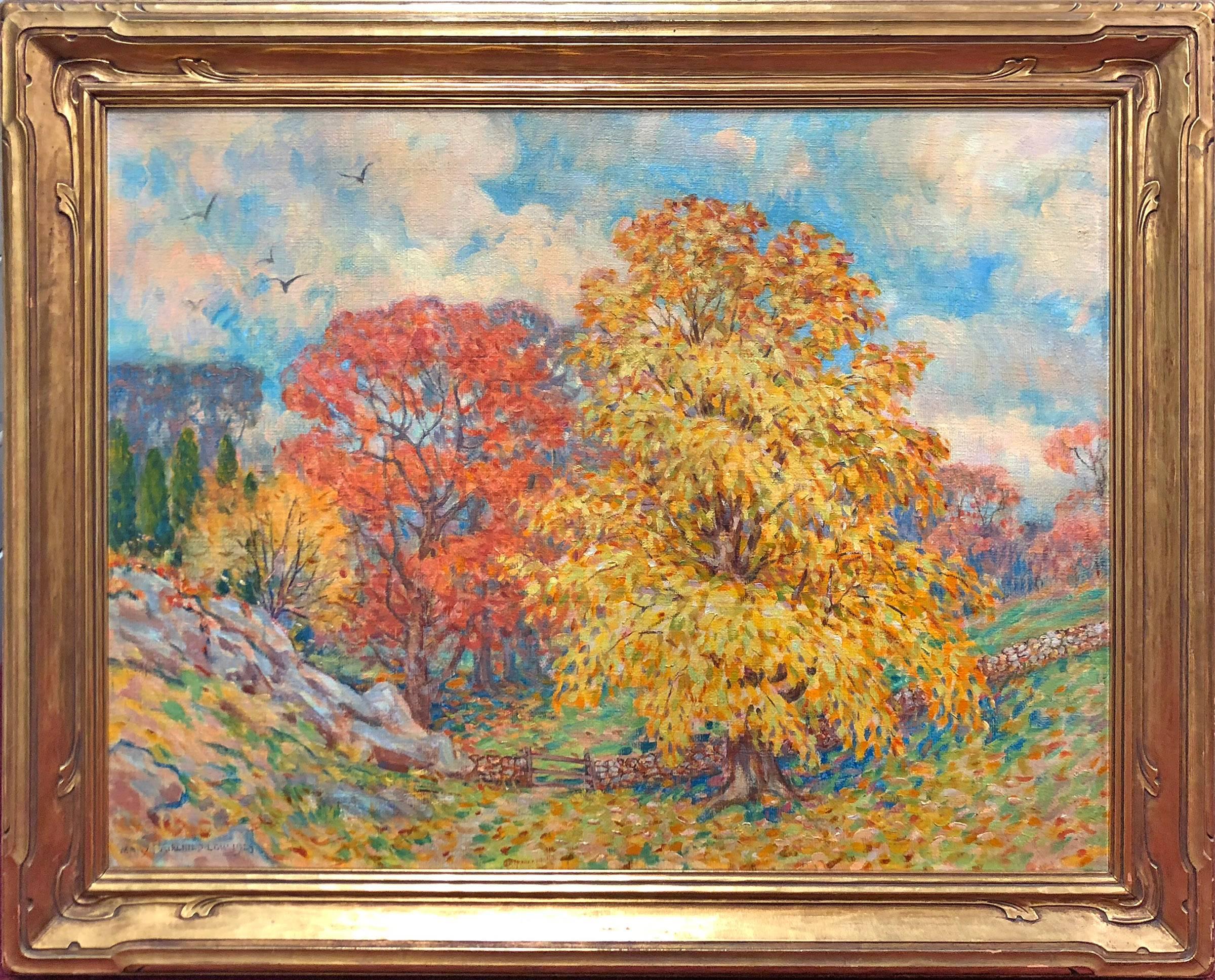 Mary Louise (Low) Fairchild  Landscape Painting - Golden Autumn, Greenwich Connecticut