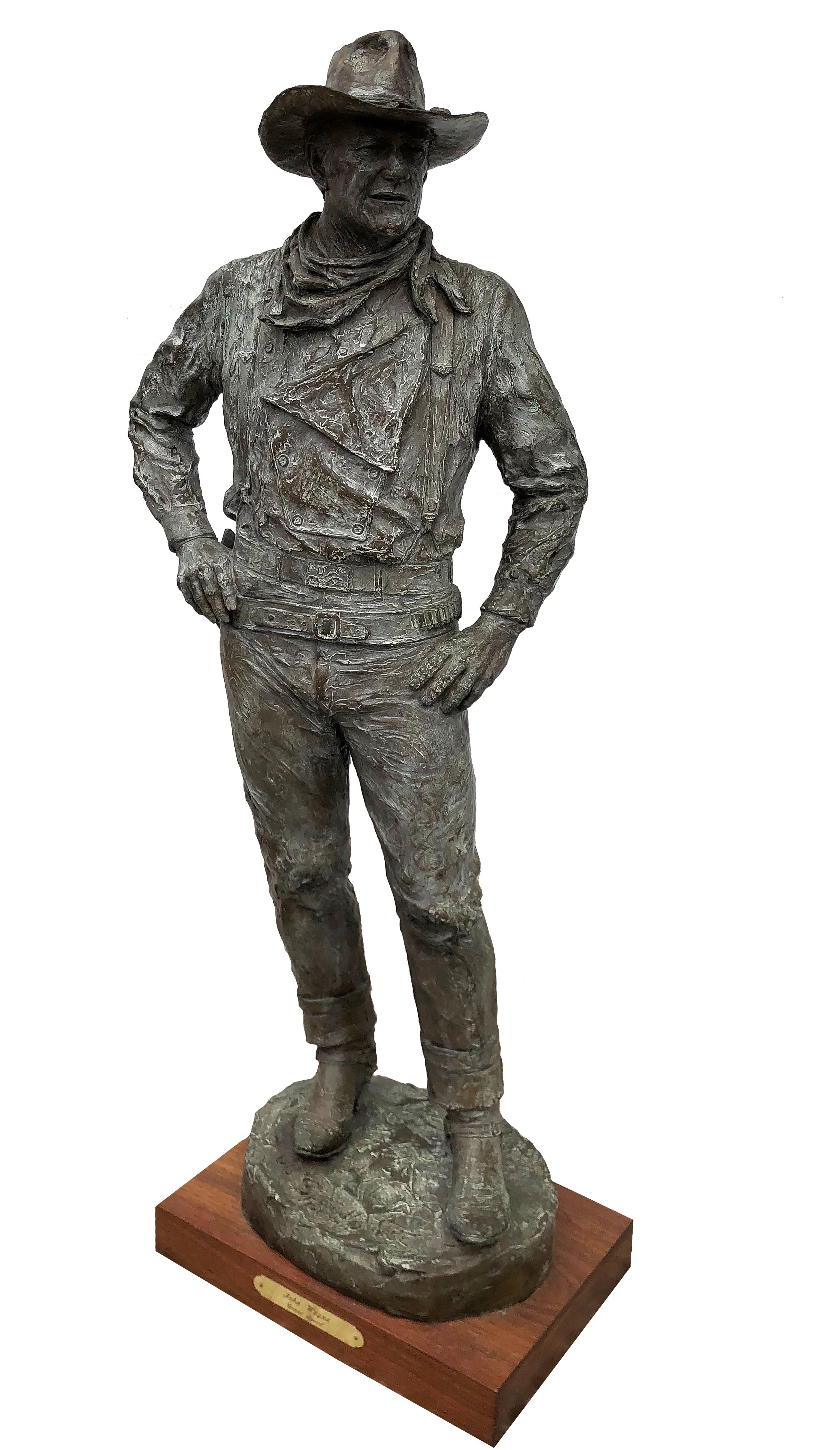 John Wayne Sitting On Log Bronze Statue Home Decorations Gifts