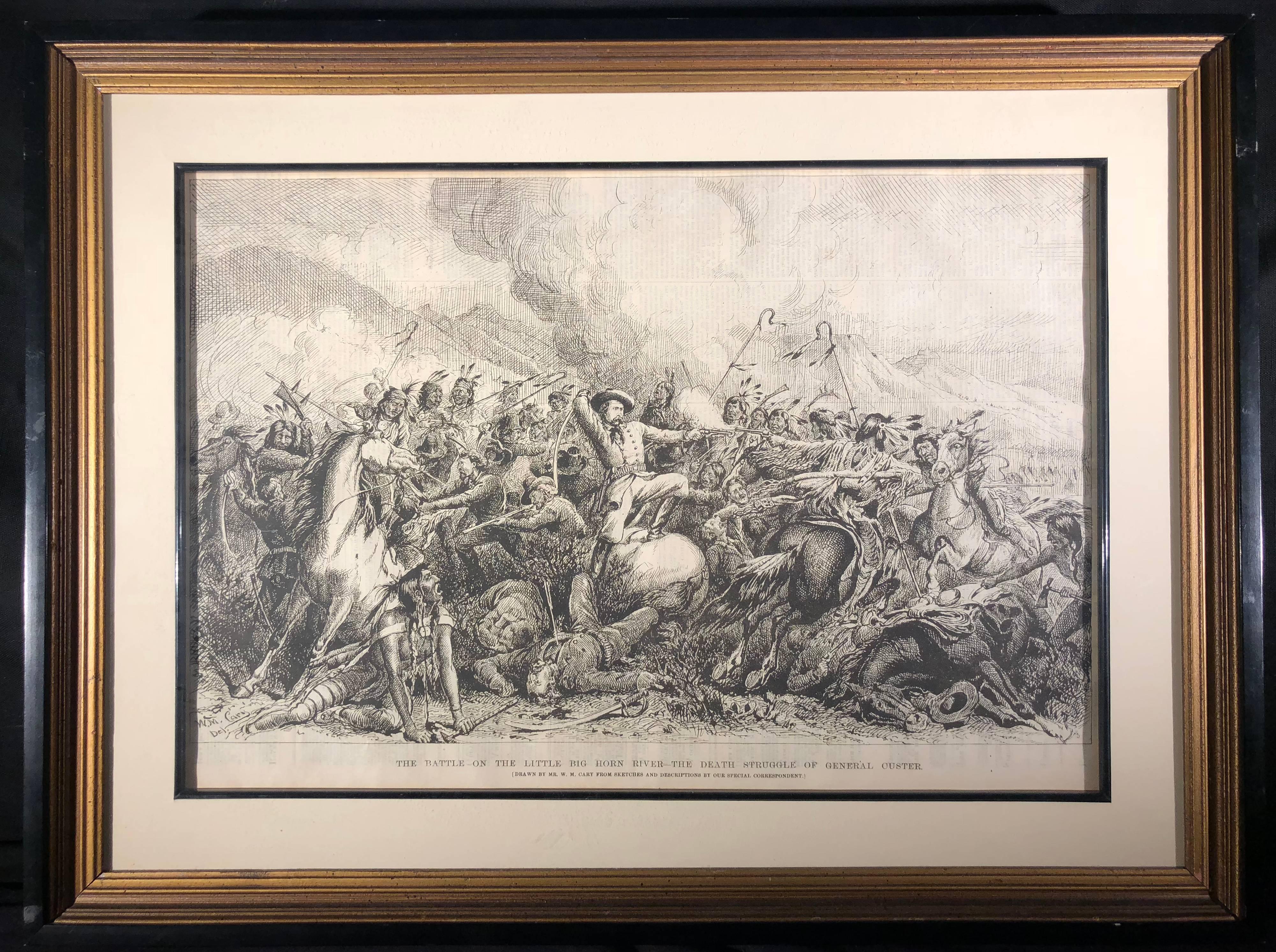 The Battle of Little Big Horn River (Custer Massacre, June 25 1876) - Print by William De La Montagne Cary 