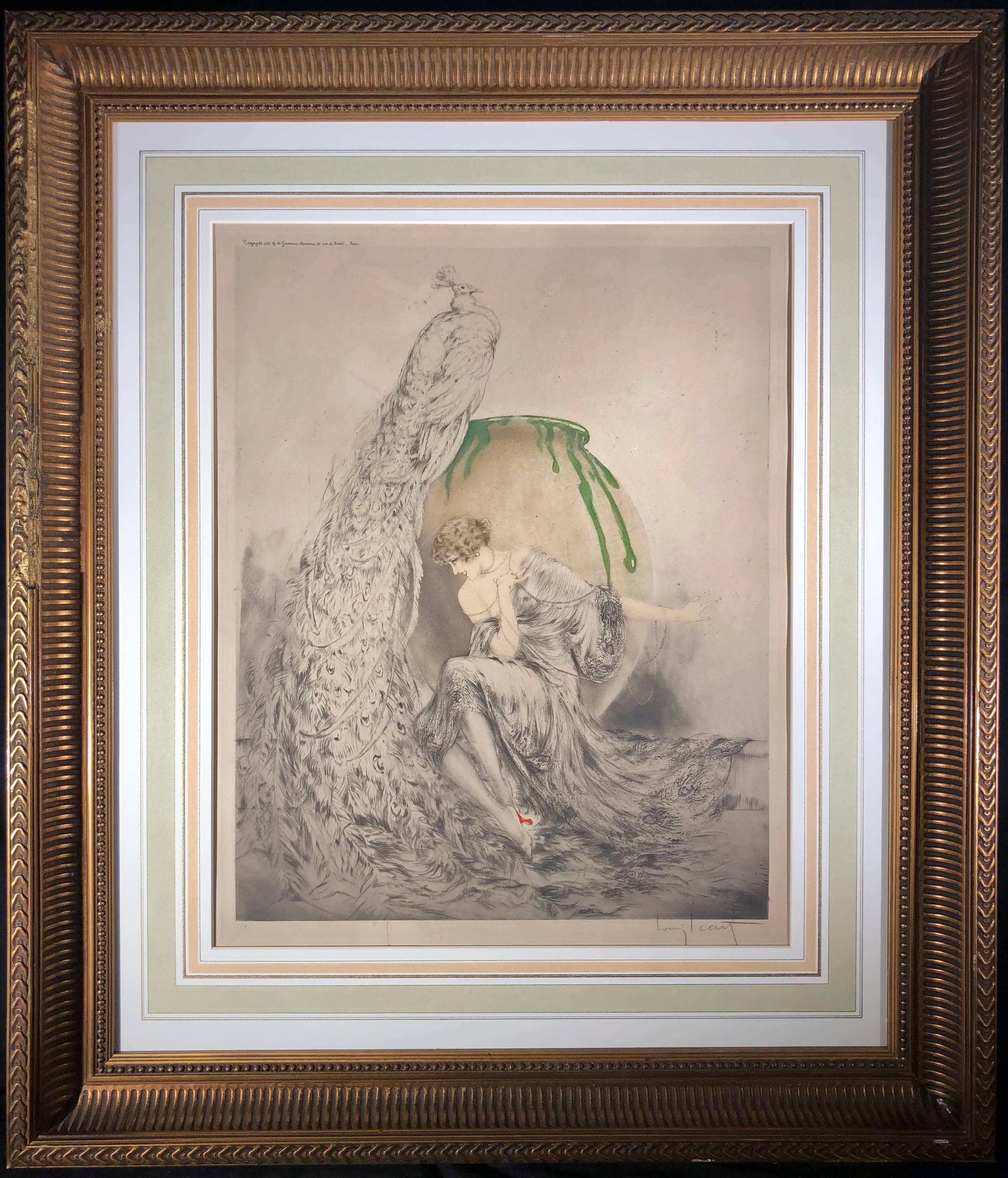 La Paon (The Peacock) - Print by Louis Icart