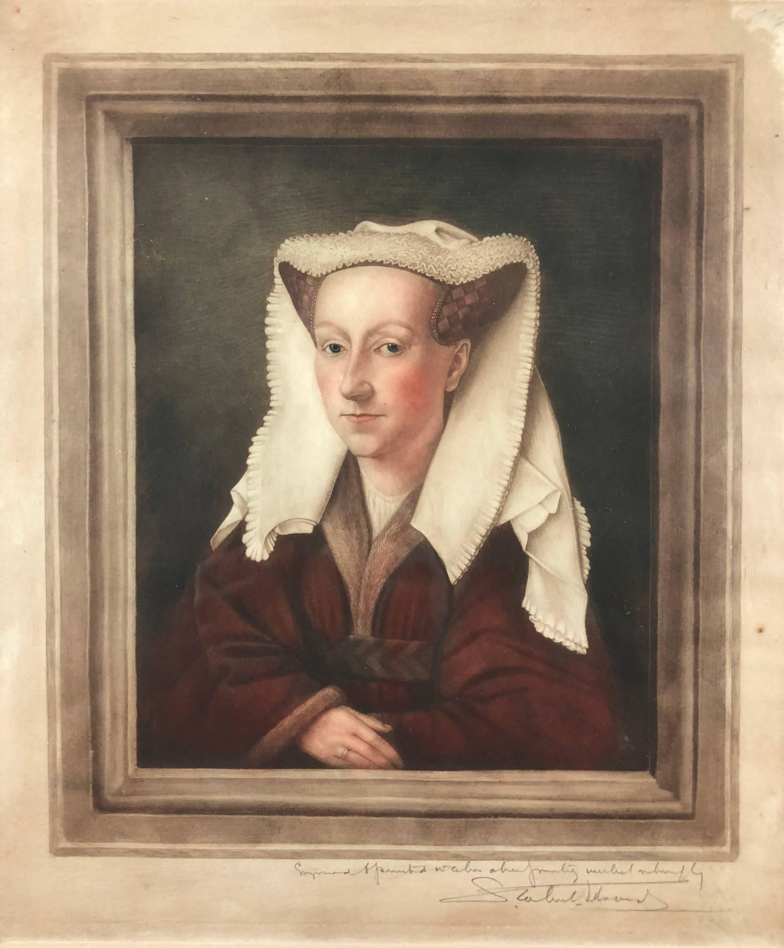 Portrait of Margaret van Eyck - Print by Samuel Arlent Edwards