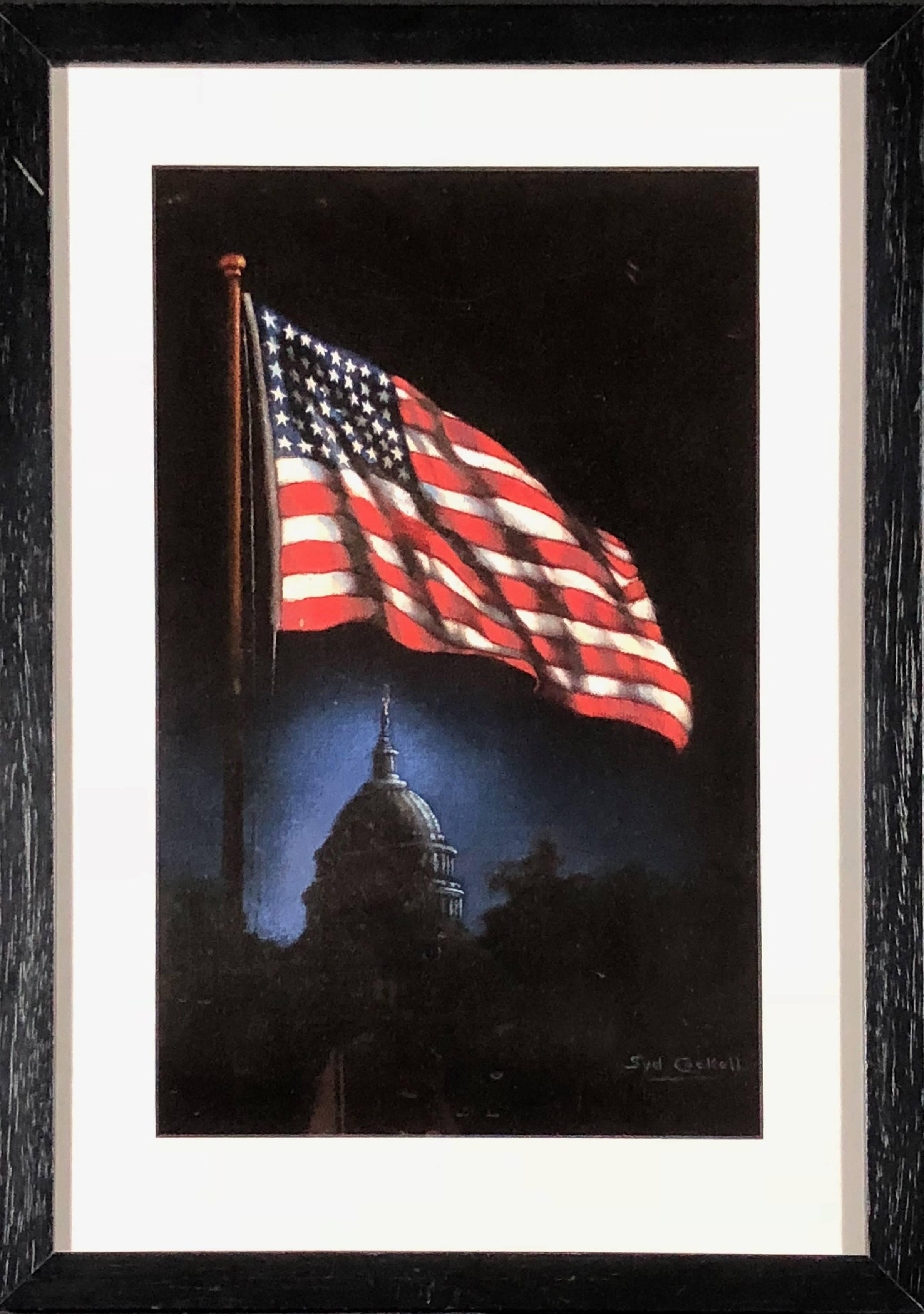 The Flag and Capitol - Painting by Syd Cockell