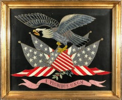 19th Century American Federalist Silk Embroidered Flag