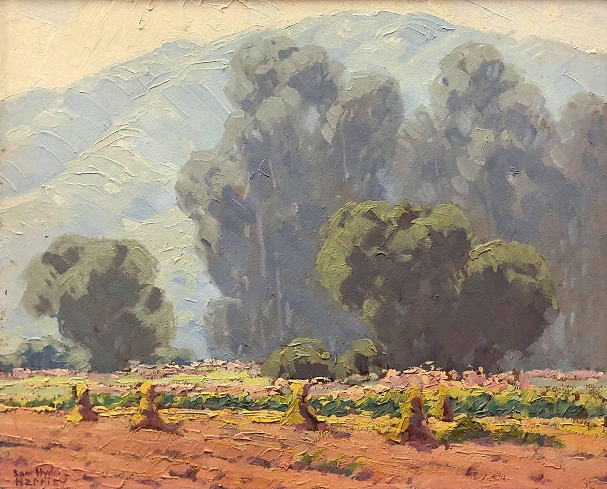 Samuel Hyde Harris Landscape Painting - Harvest Time Across the Fields