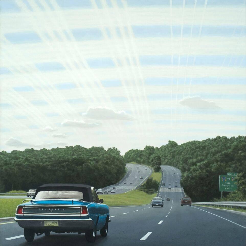 Tim Daly Landscape Painting - Climate Engineering, Route 80