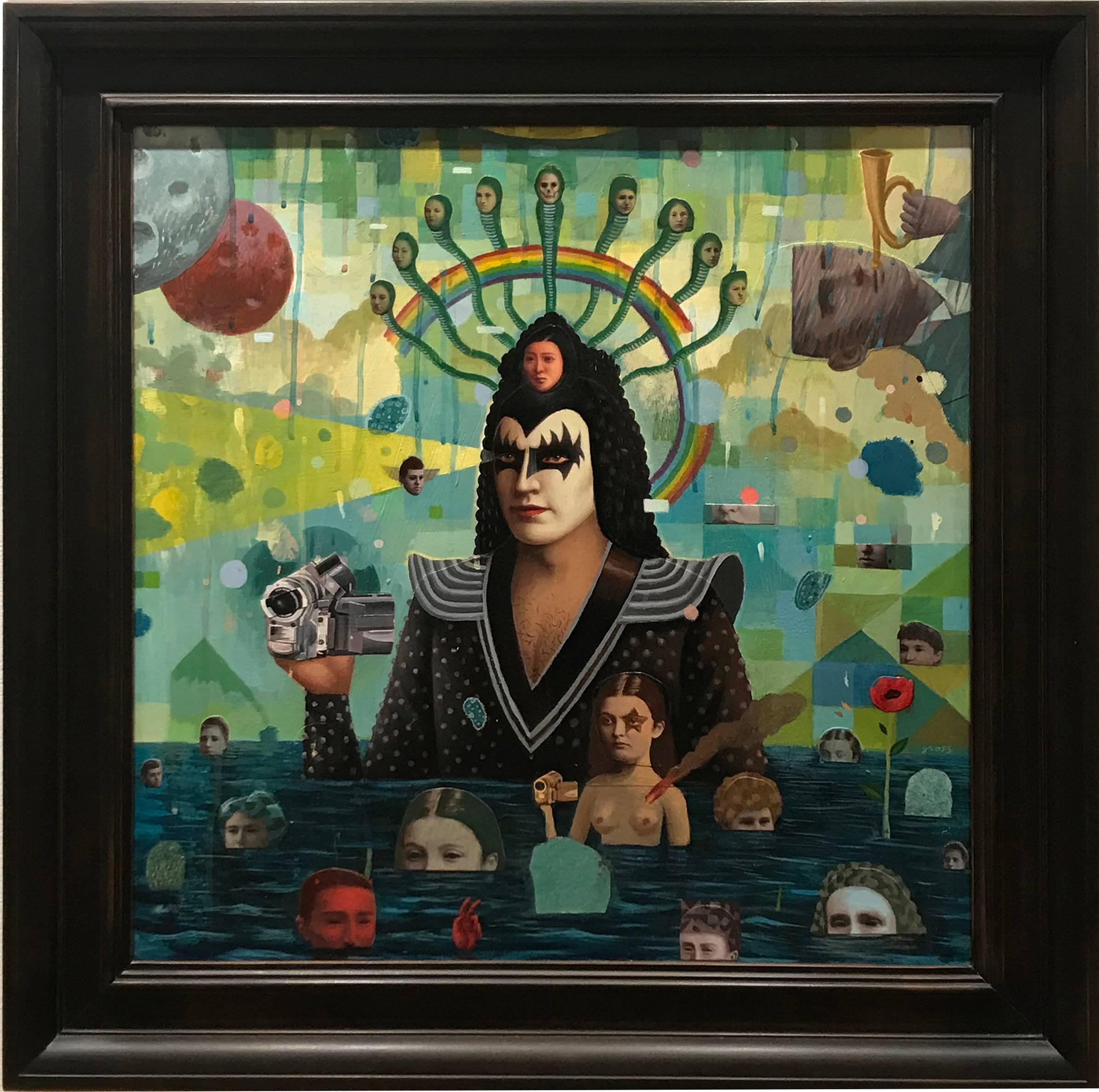 Videotape, 2008
Mixed media oil on panel
24 x 24 
bears Jonathan Levine Gallery, NY label verso
housed in black wood frame

Alex Gross lives in Los Angeles, California. In 1990, he received a BFA with honors from Art Center College of Design in