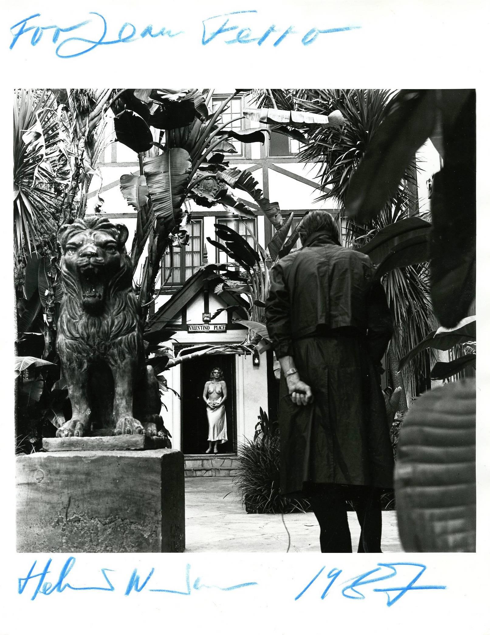 Untitled (Self-Portrait with Jean Ferro), Valentino Place, Los Angeles - Photograph by Helmut Newton