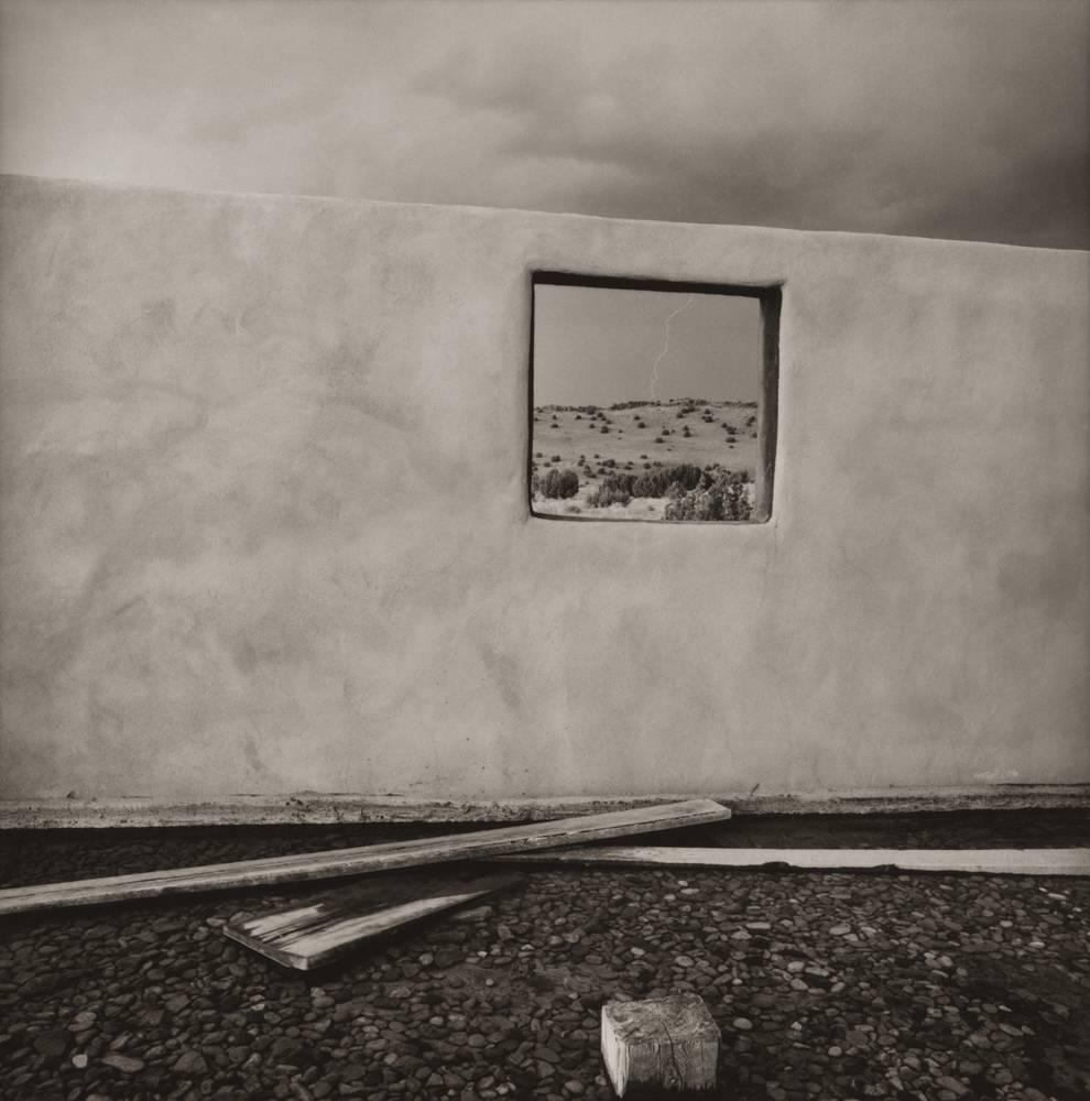 Ray Belcher Black and White Photograph - Wall, Window, Pond
