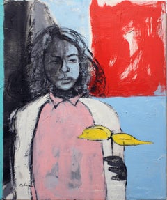 Contemporary Oil Painting, "Yellow Whirlygig"