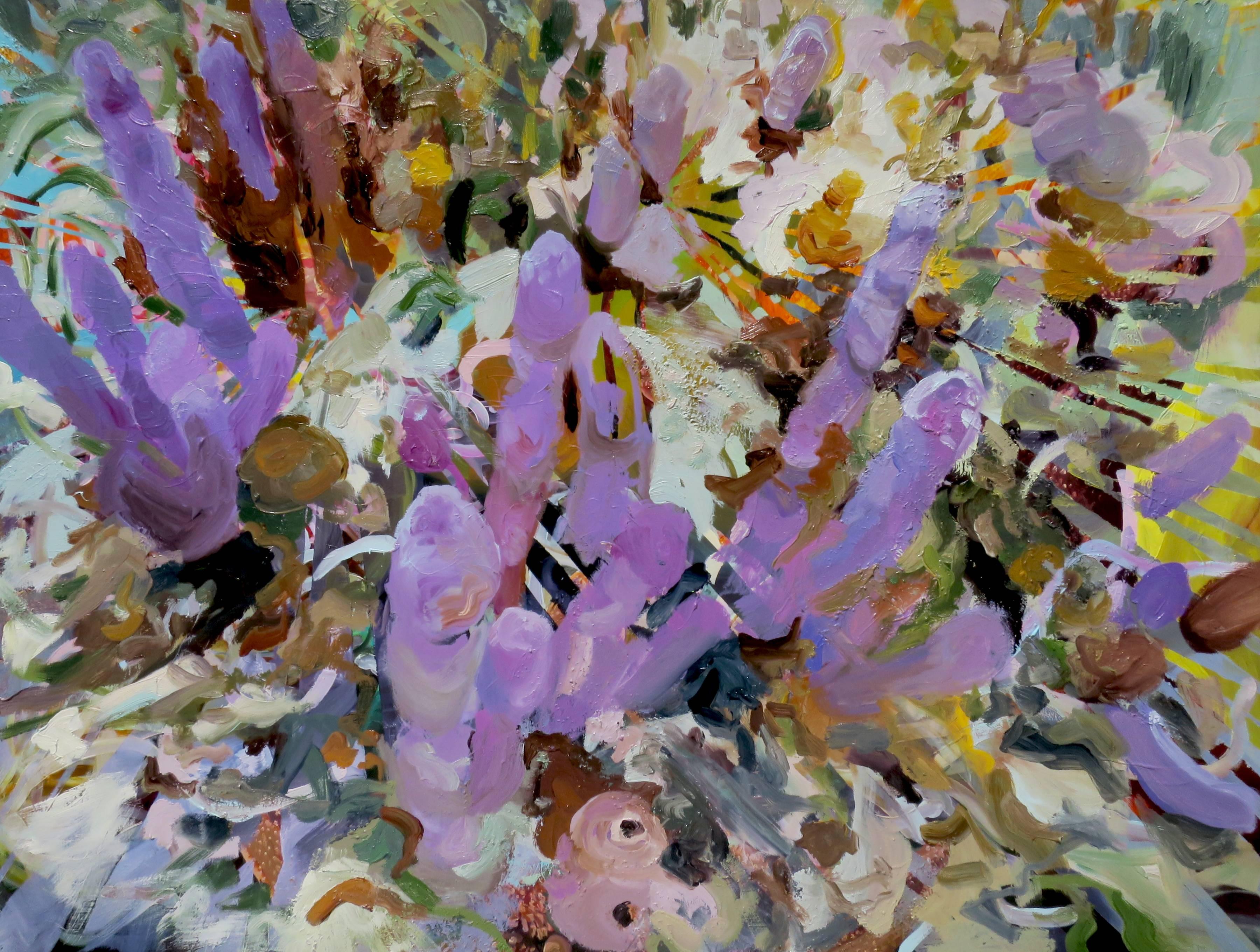 Katy Richards Abstract Painting - Purple Cactus