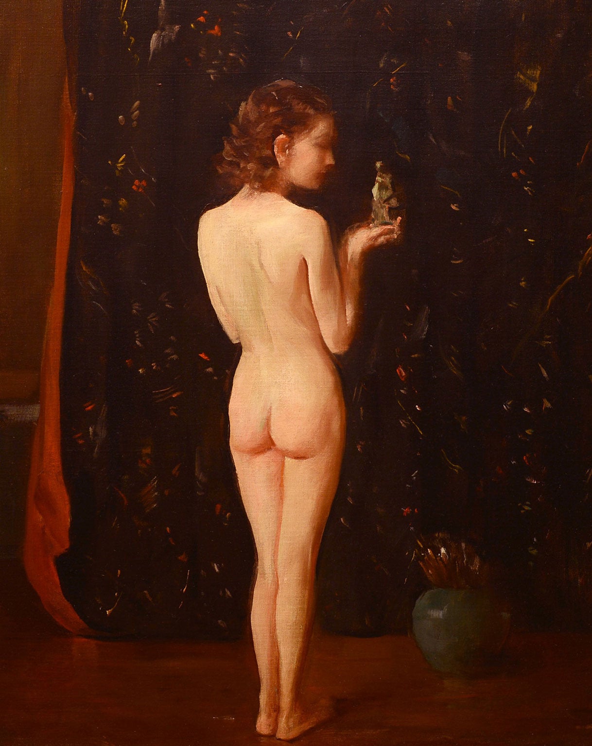 „Meditation“, Henry R. Rittenberg, Öl, figurativ, nackt, impressionistischer Maler, 1910-20