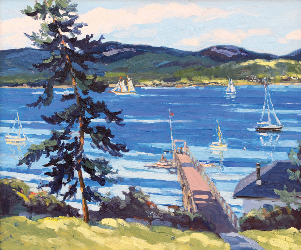 Keith Oehmig Landscape Painting - Sailing off Northeast Harbor