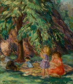 "Picnic a Central Park", Lydia Freeman Cooley, New York, figurativo, 1930 ca.
