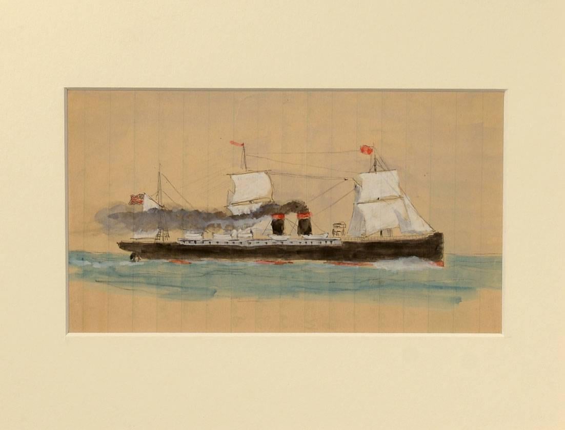 Xanthus Russell Smith Landscape Art - Steamer - Sail