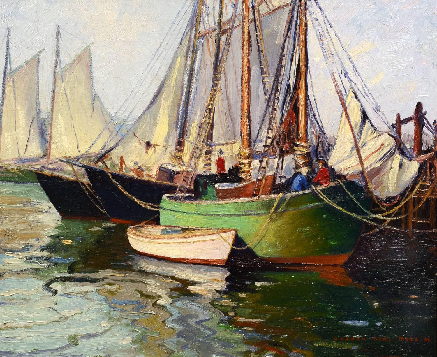 Gordon Benjamin Mess Landscape Painting - Harborfront Reflections