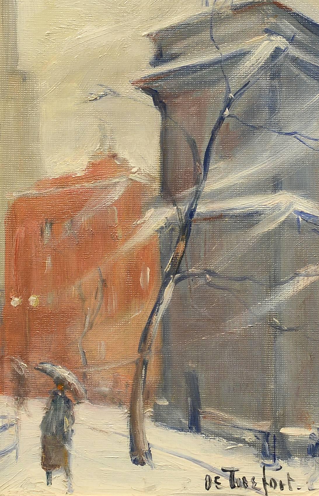 Bela DeTirefort Landscape Painting - Winter, Washington Square