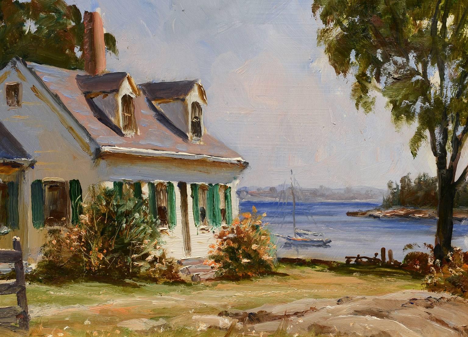 Landscape Painting Edward Harrigan - Place d'été:: rivière Sheepscot