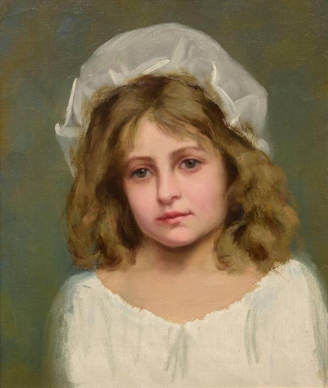Unknown Young Girl in a White Painting at 1stdibs