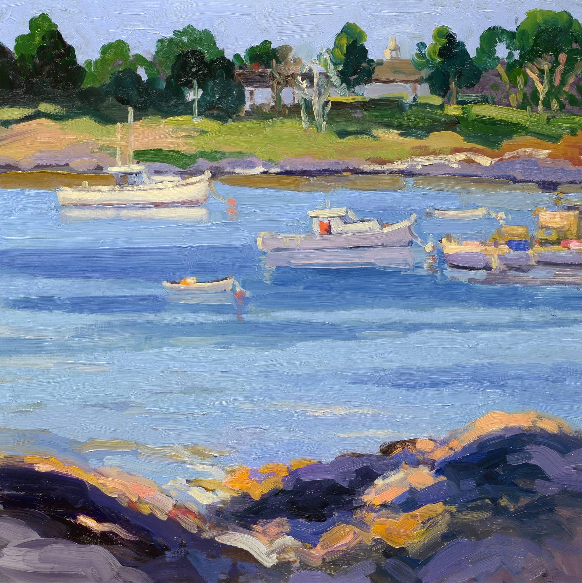 Keith Oehmig Landscape Painting - At Steamboat Wharf, Bailey's Island