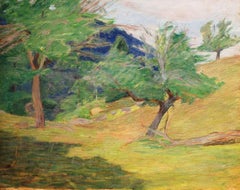 "Grove of Trees," Lucy Hariot Booth, oil, landscape, impressionist, late 19th c.