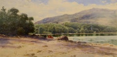 Stagno lungo, Mount Desert, Samuel Peter Rolt Triscott, acquerello, mucche, paesaggio