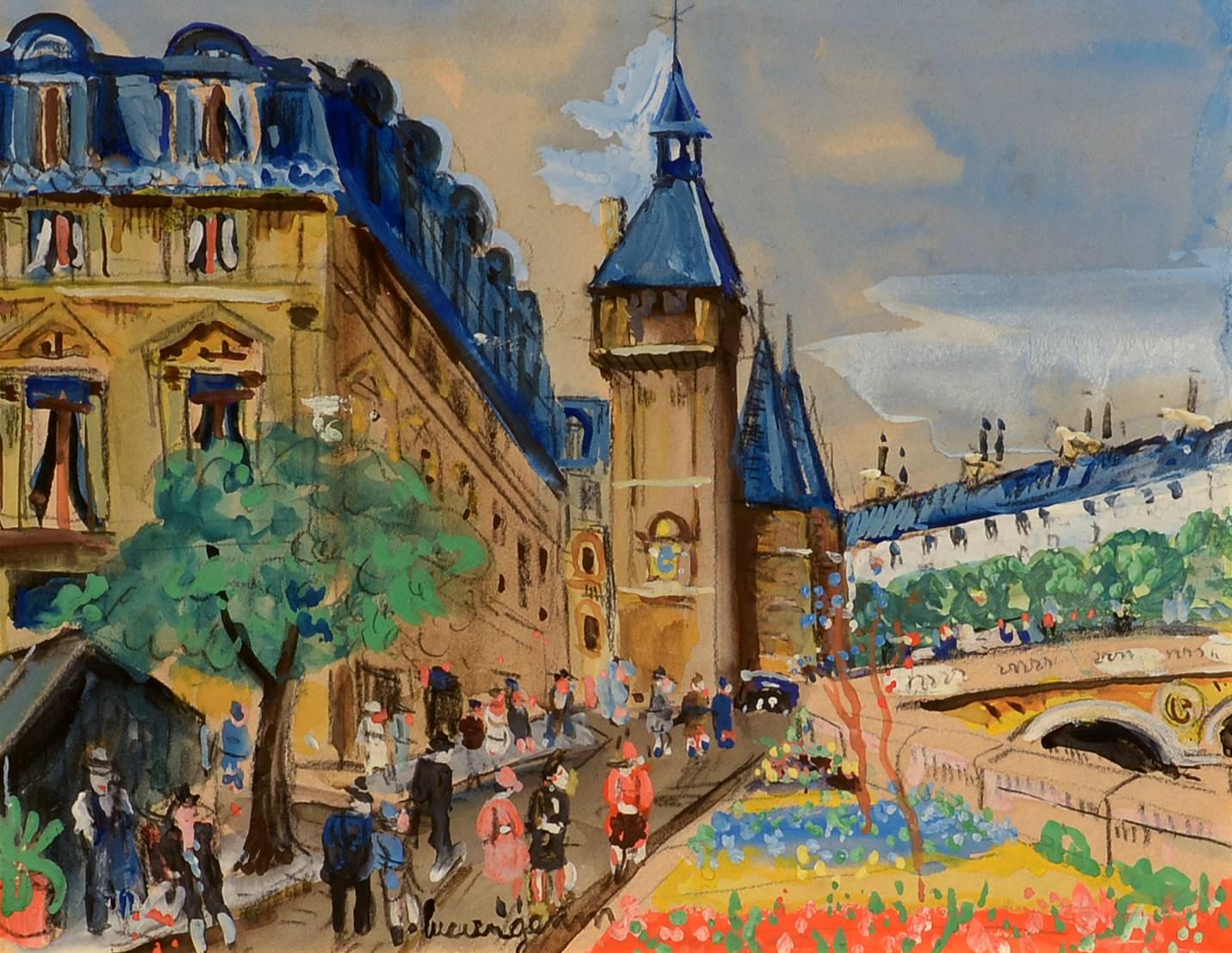 Lucien Génin Figurative Painting - Île de la Cité