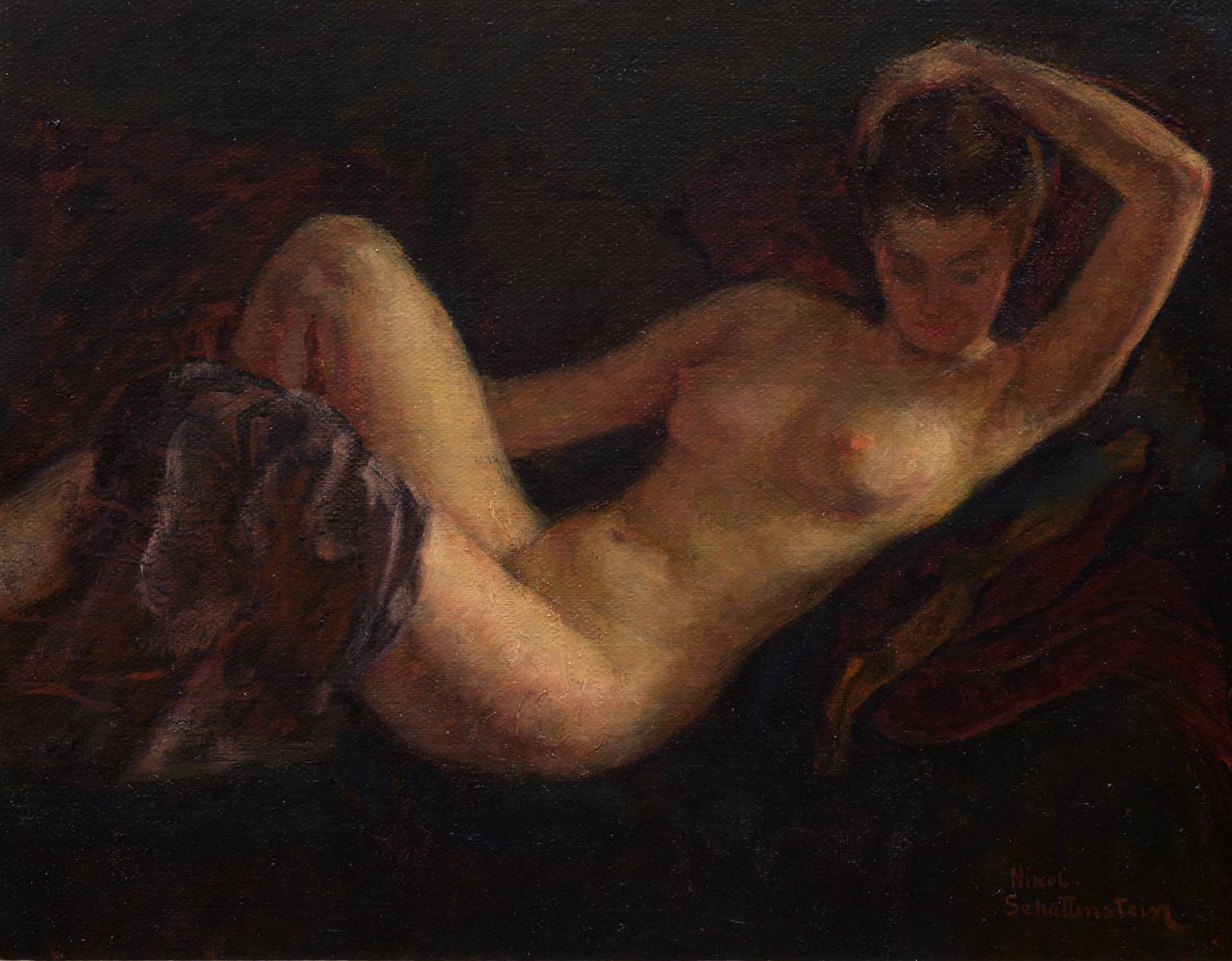 Nikol Schattenstein Nude Painting - Reclining Nude