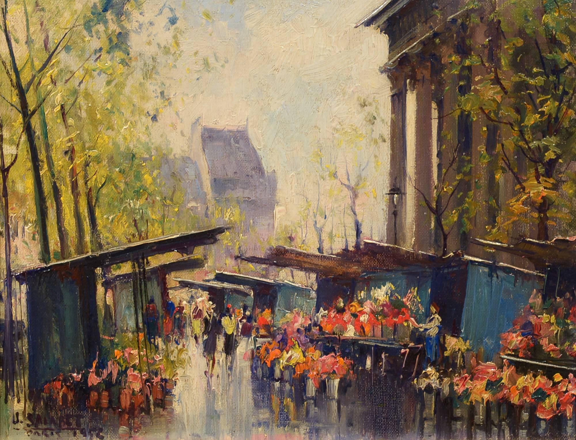 Jean Salabet Landscape Painting - Parisian Flower Market