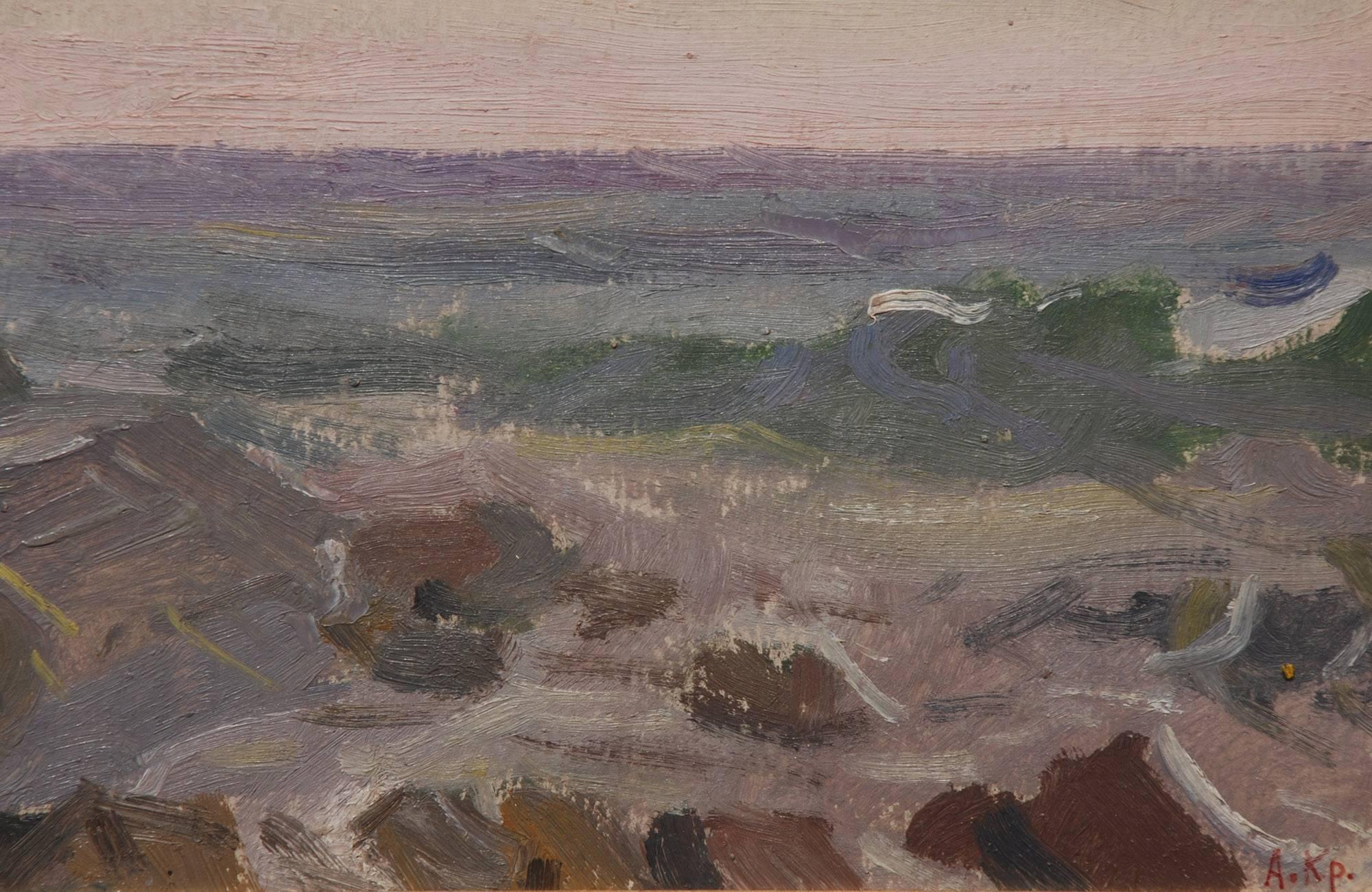 Alexei Krasnov Landscape Painting - Crashing Waves