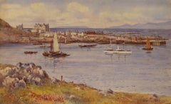 "Steamer Sail in the Harbor," Warren Williams, British, watercolor, coastal