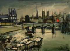 "Along the Seine, Paris," Francisco Sillue, France, oil, modern, 1963