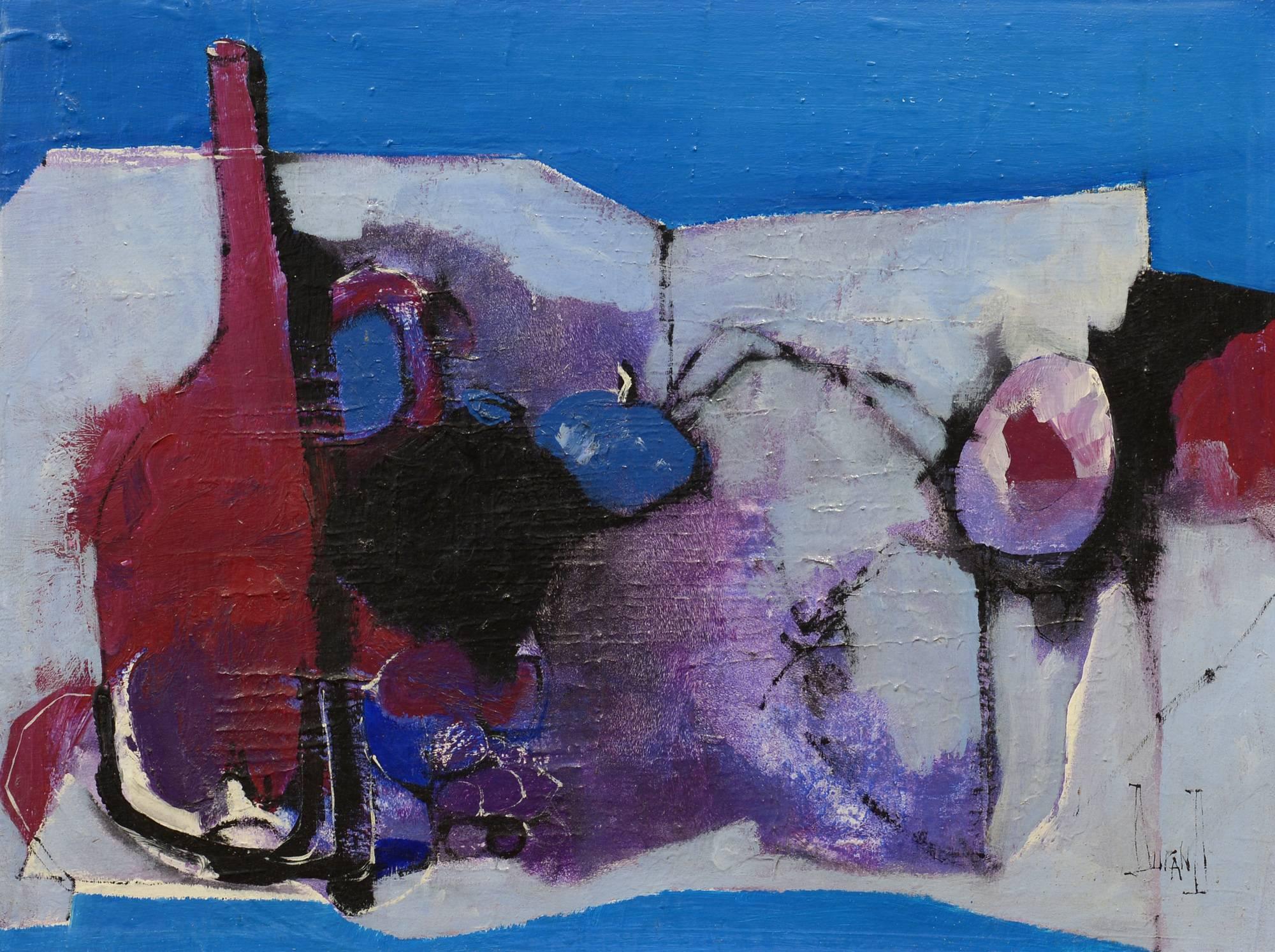 Joel Durand Still-Life Painting – Blaues Stilleben