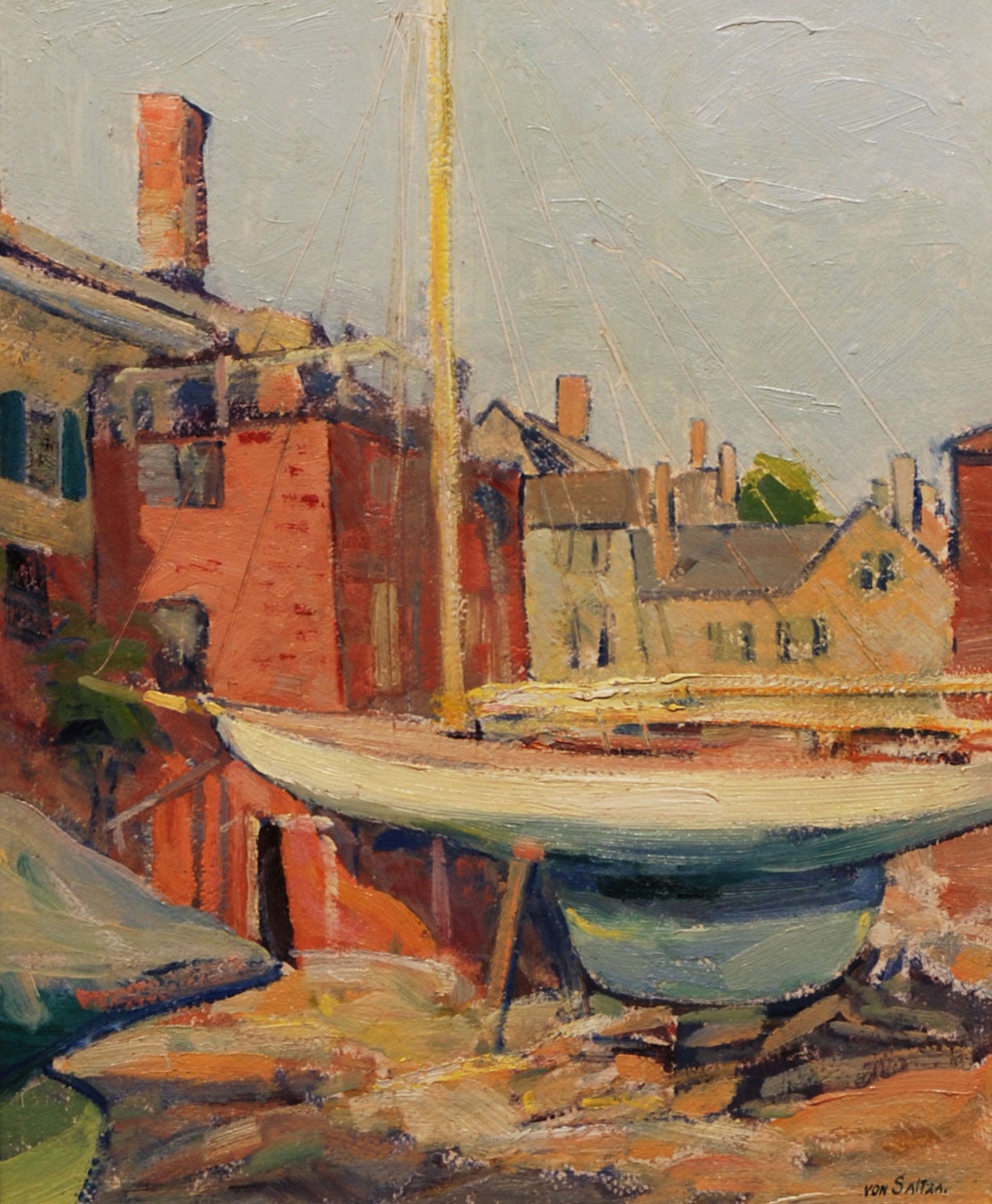 Philip Von Saltza Landscape Painting - Maine Boatyard